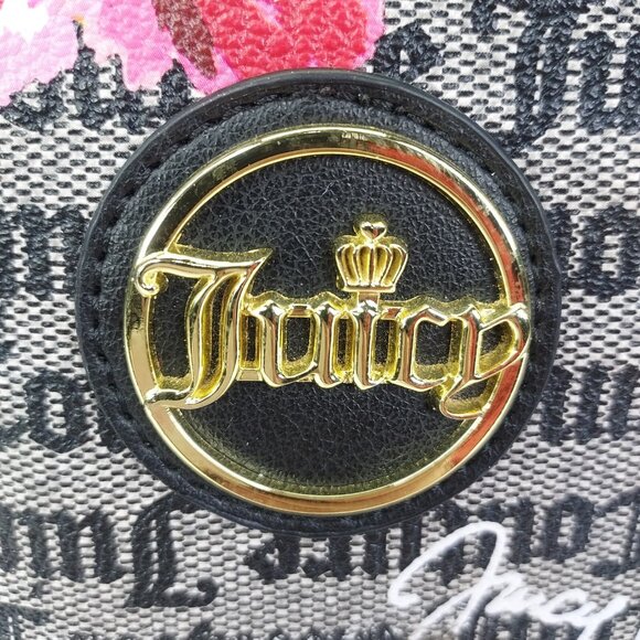 Juicy Couture Purse Black White Billboard Tote Pink Flower Satchel Bag Logo - Picture 5 of 16